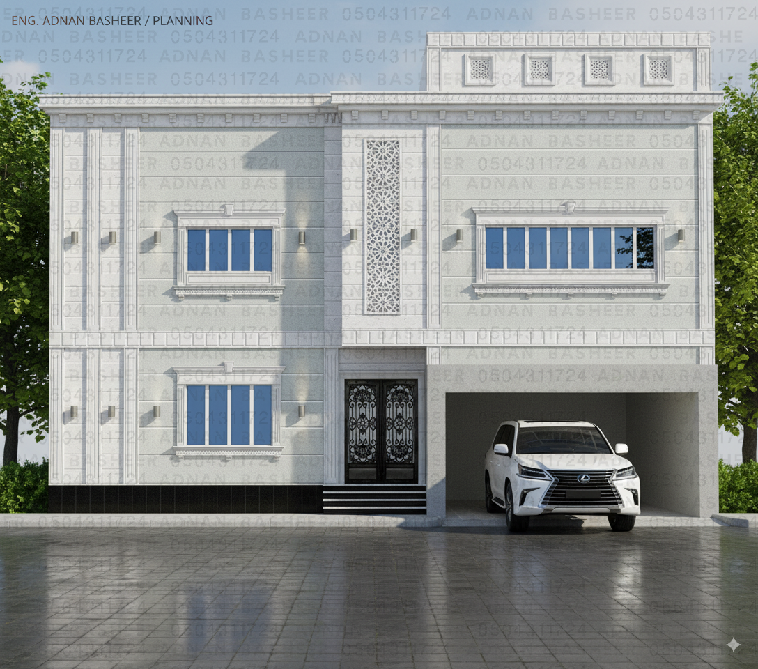 مصمم واجهات خارجية عمائر فلل فوتوشوب 2D حجر بويه رخام GRC هوية مكية