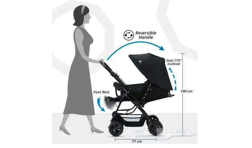 عربة أطفال قابلة للعكس براند تيكنوم