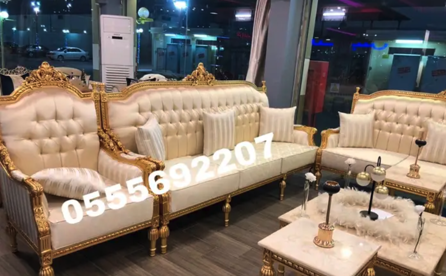 كنب ملكي مجالس قاعات افراح قصور خشب زان مفروشات