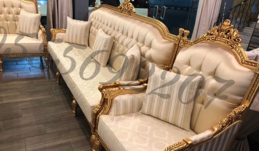 كنب ملكي مجالس قاعات افراح قصور خشب زان مفروشات