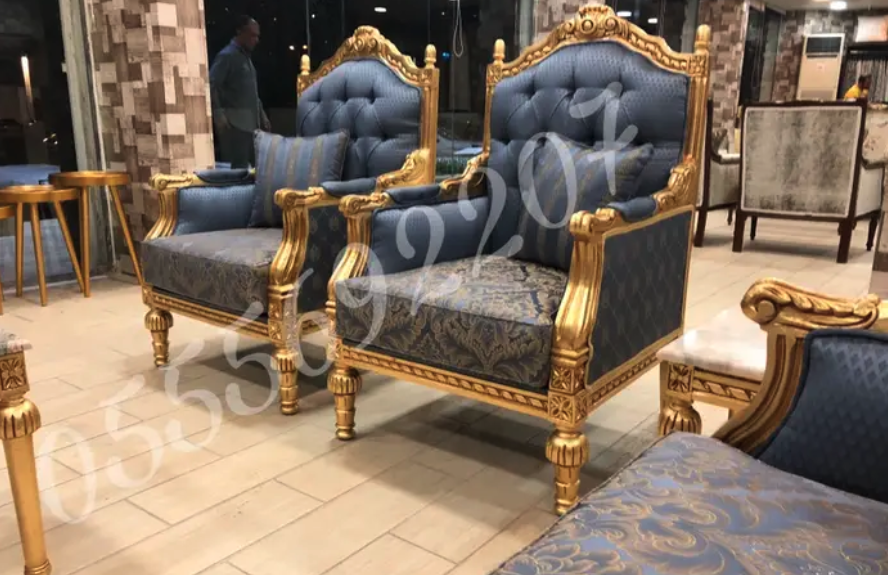 كنب ملكي مجالس قاعات افراح قصور خشب زان مفروشات