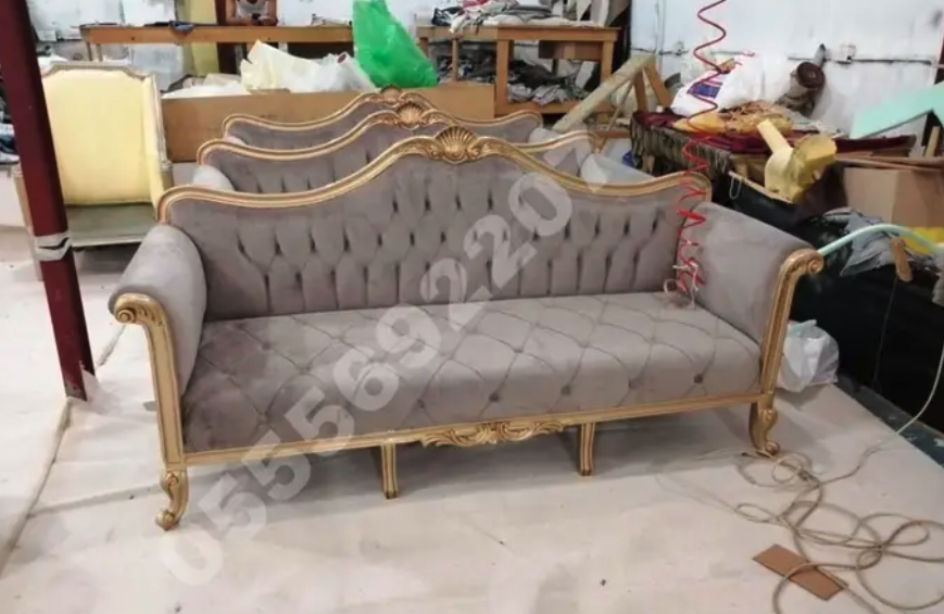 كنب ملكي مجالس قاعات افراح قصور خشب زان مفروشات