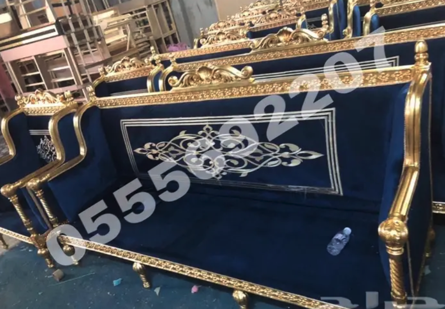 كنب ملكي مجالس قاعات افراح قصور خشب زان مفروشات