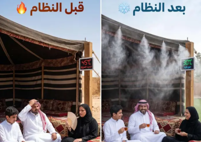 رذاذ تبريد للجلسات والاحواش رذاذ خارجية تركيب فوري