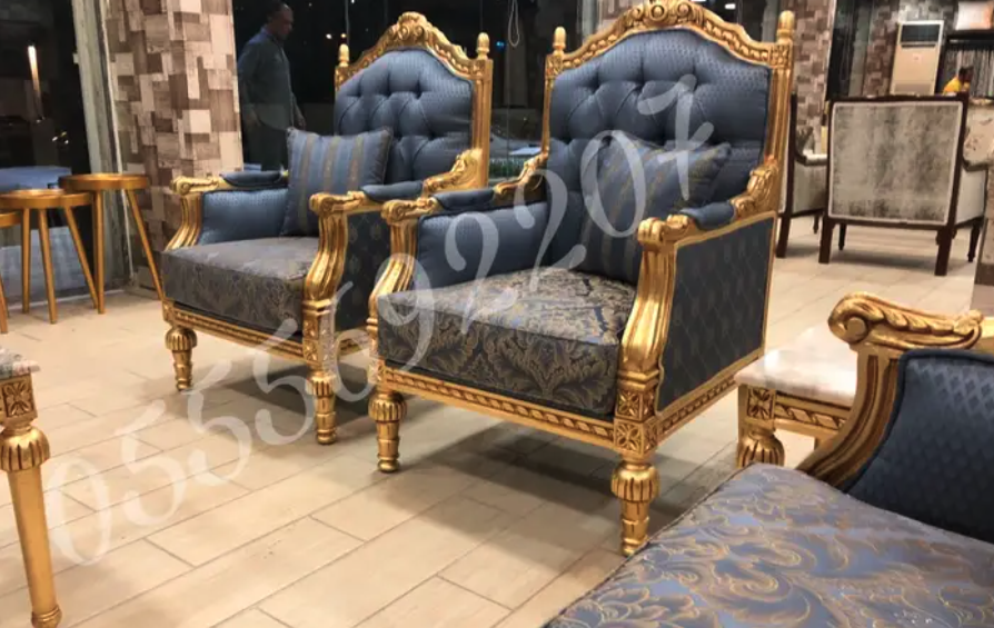 كنب ملكي مجالس قاعات افراح قصور خشب زان مفروشات