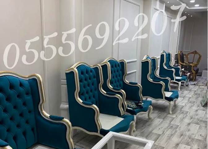 كنب ملكي مجالس قاعات افراح قصور خشب زان مفروشات